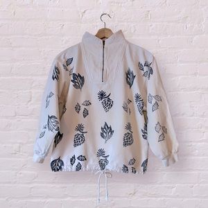 By Taylor Ivory 100% Cotton Leaf Print Jacket Size S